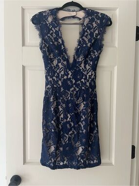 Aiden Navy Blue Lace Mini Dress